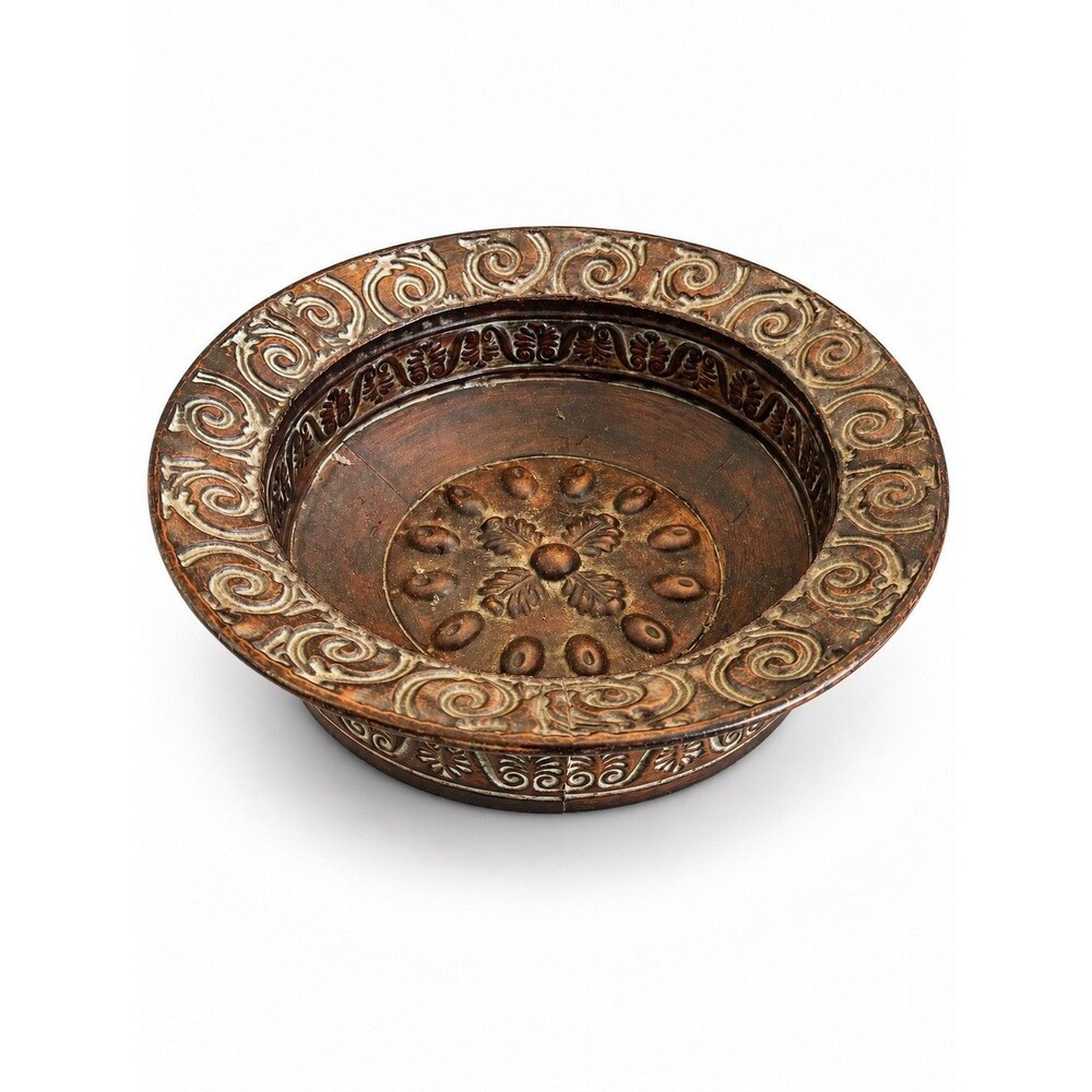 Hosley Elegant Expressions Iron Decorative Bowl 12” Rustic Bronze Scrollwork